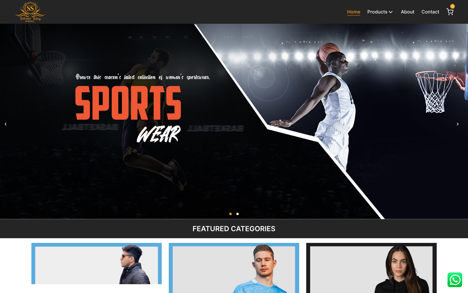 Storefront and admin for a sportswear exporter.